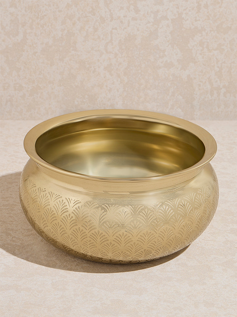 Westside Home Gold Floral Etched Decorative Bowl- Small