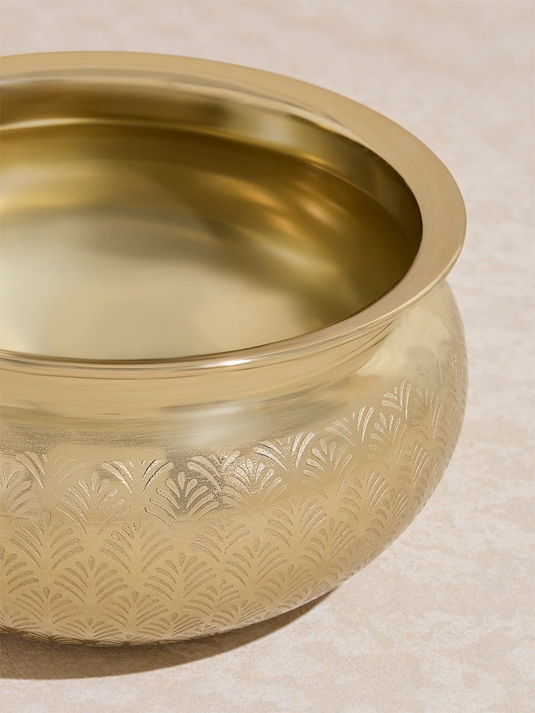 Westside Home Gold Floral Etched Decorative Bowl- Small