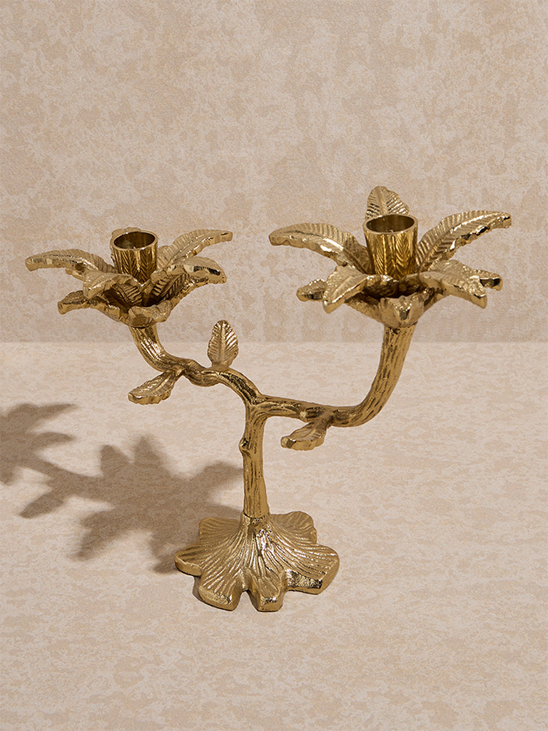 Westside Home Gold Floral Design Tealight Candle Holder