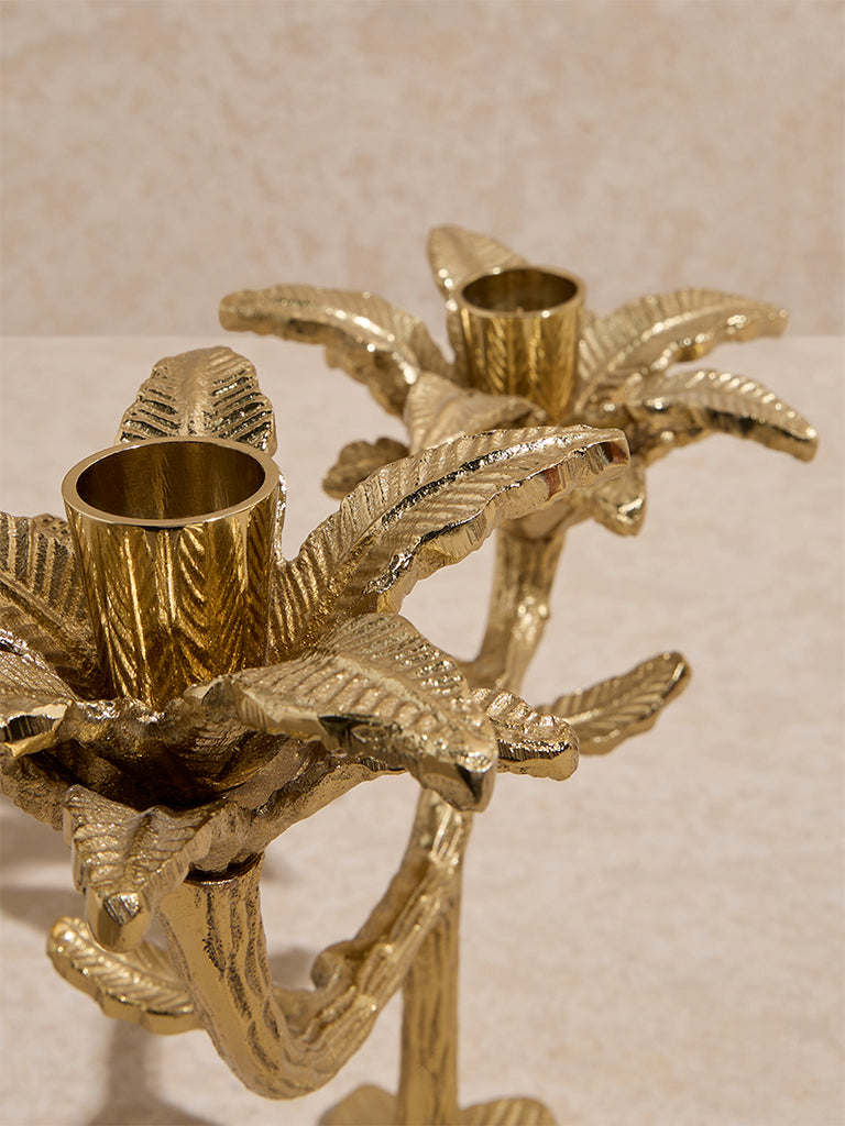 Westside Home Gold Floral Design Tealight Candle Holder