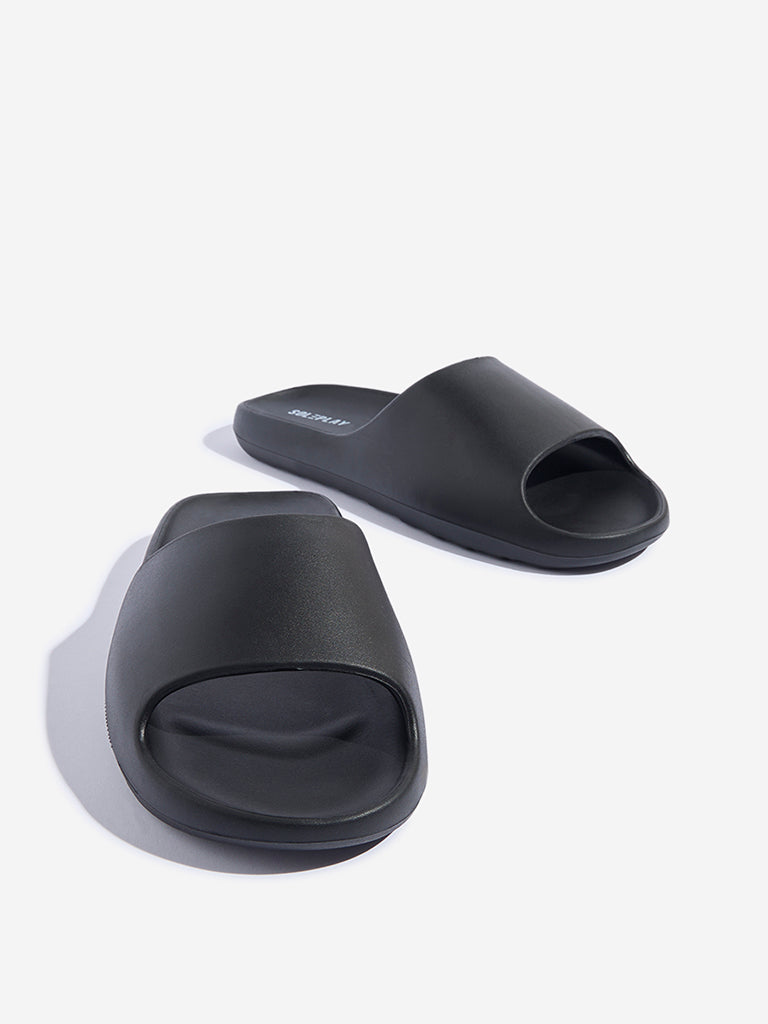 Westside SOLEPLAY Men's Black Pool Slides for Casual Wear Zoomed View