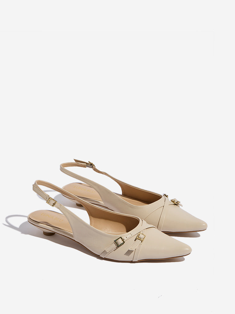LUNA BLU Ivory Slingback Mules