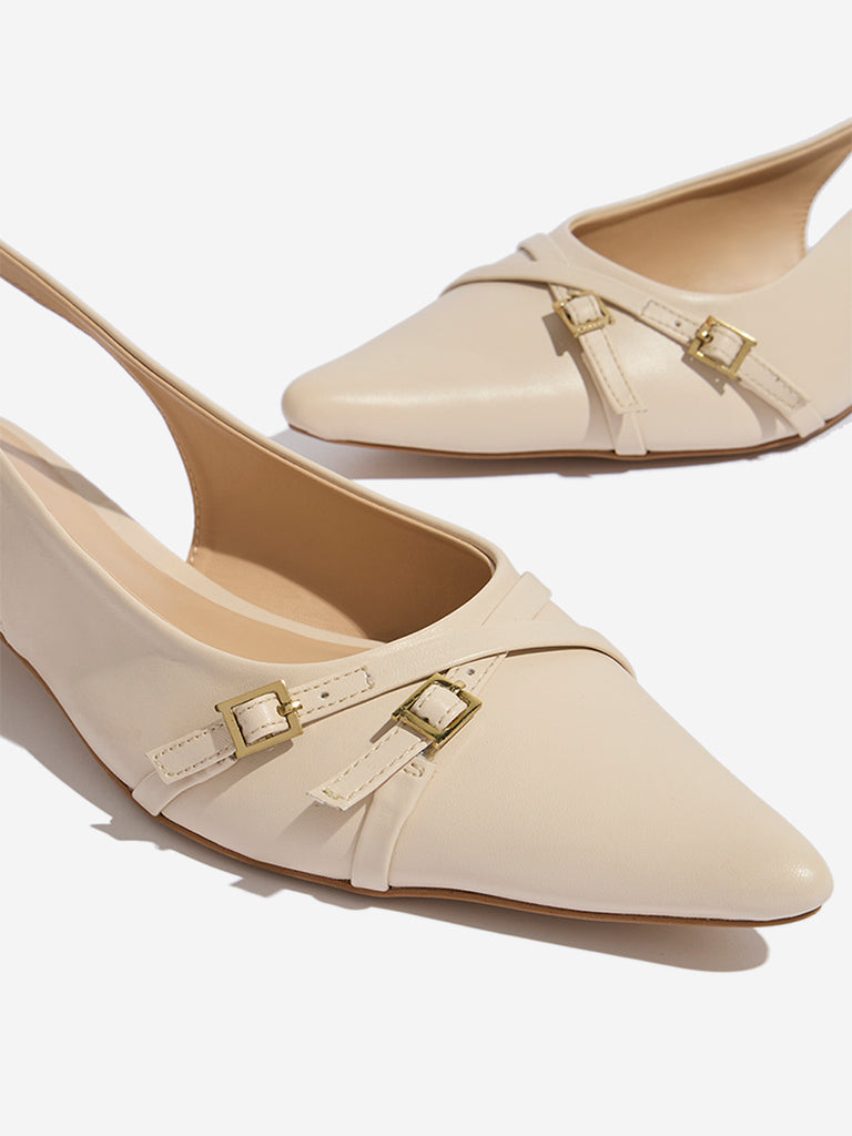 LUNA BLU Ivory Slingback Mules