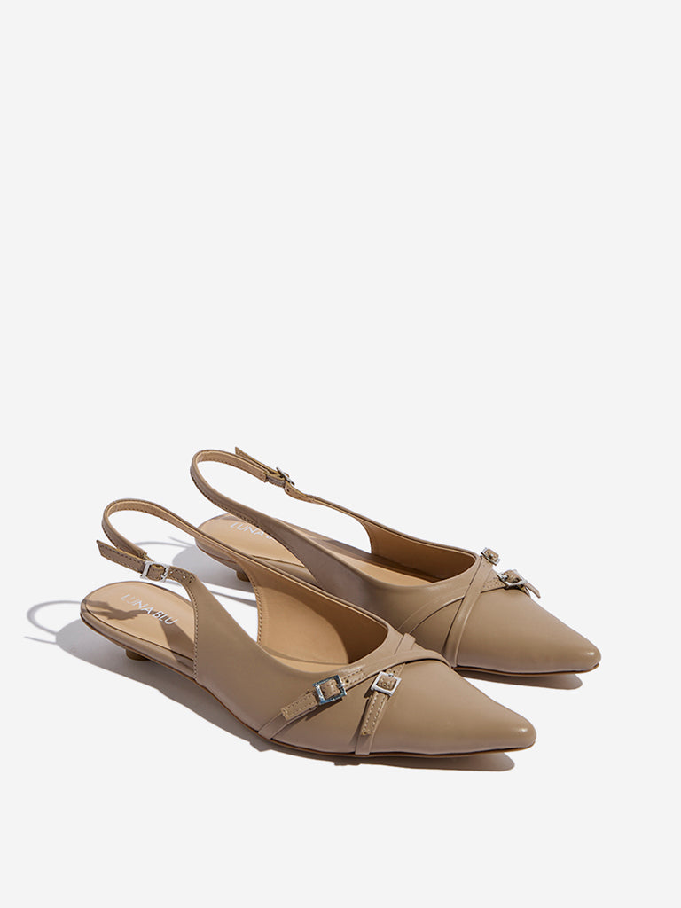 LUNA BLU Taupe Slingback Mules
