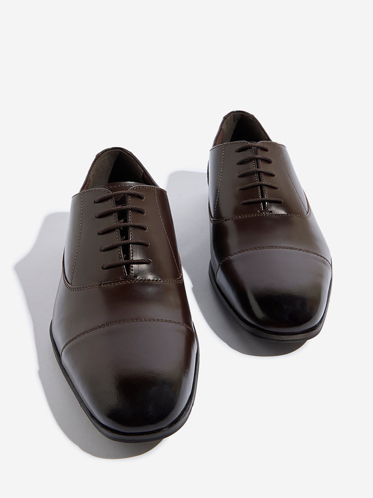Westside SOLEPLAY Men's Brown Leather Oxford Shoes for Work Wear Zoomed View