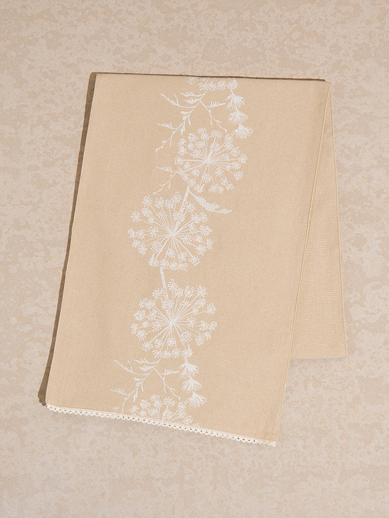 Westside Home Beige Floral Pattern Table Runner