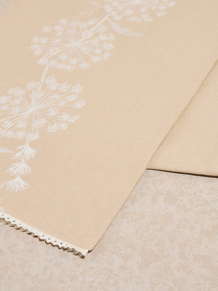 Westside Home Beige Floral Pattern Table Runner