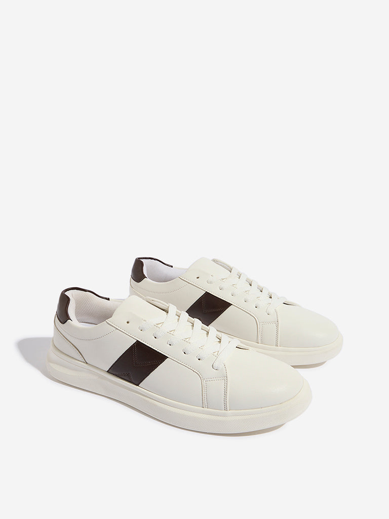 SOLEPLAY White Contrast-Detailed Lace-Up Sneakers