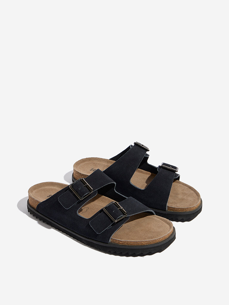 SOLEPLAY Navy Dual-Strap Leather Sandals