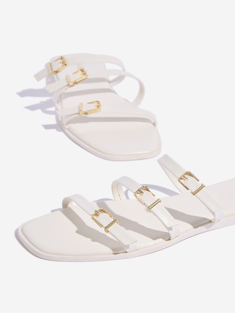LUNA BLU White Multi-Strap Slides