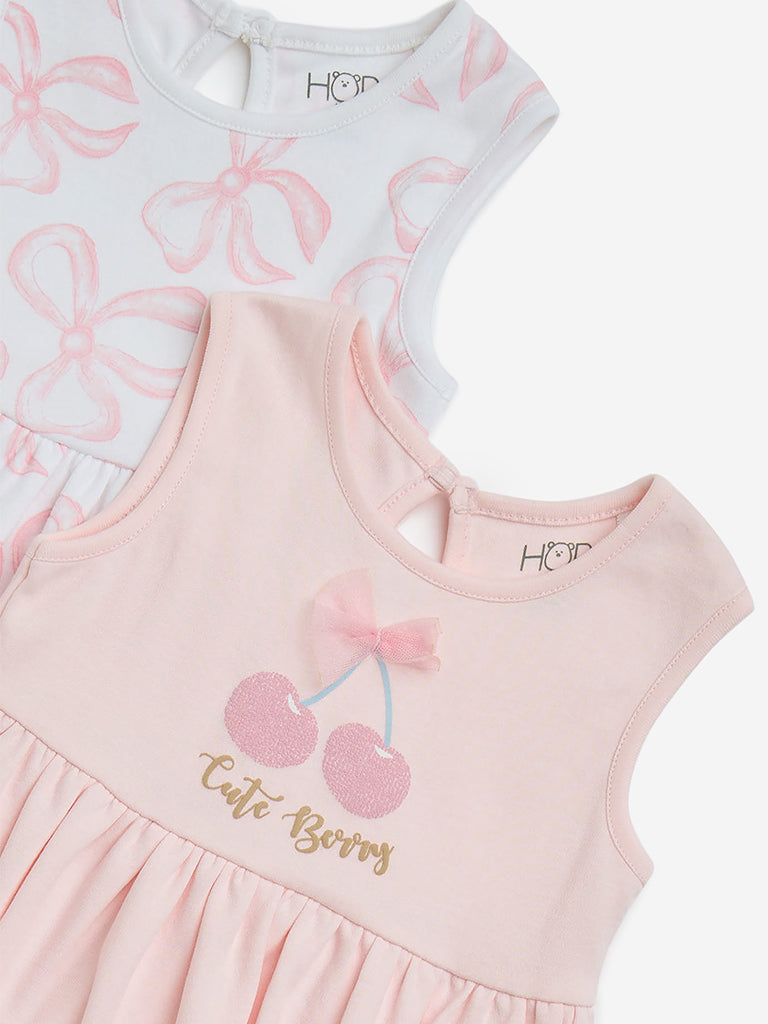 Westside HOP Baby Girls' Multicolour Printed Cotton Dresses - Pack of 2 for Casual Wear Zoom View