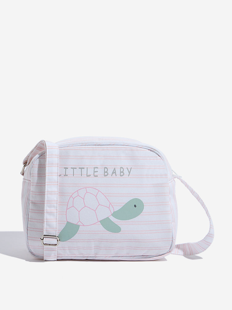 Westside HOP Baby Boy's Pink Stripe Printed Cotton Lunch Bag for Casual Wear Front View