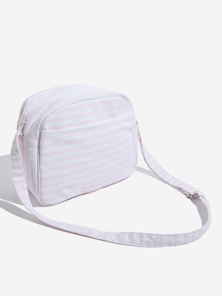 Westside HOP Baby Boy's Pink Stripe Printed Cotton Lunch Bag for Casual Wear Back View