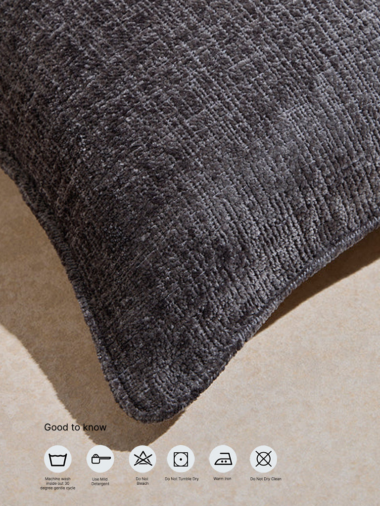 Westside Home Charcoal Chenille Cushion Cover