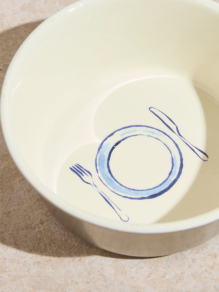 Westside Home White Pet Food Bowl - Small