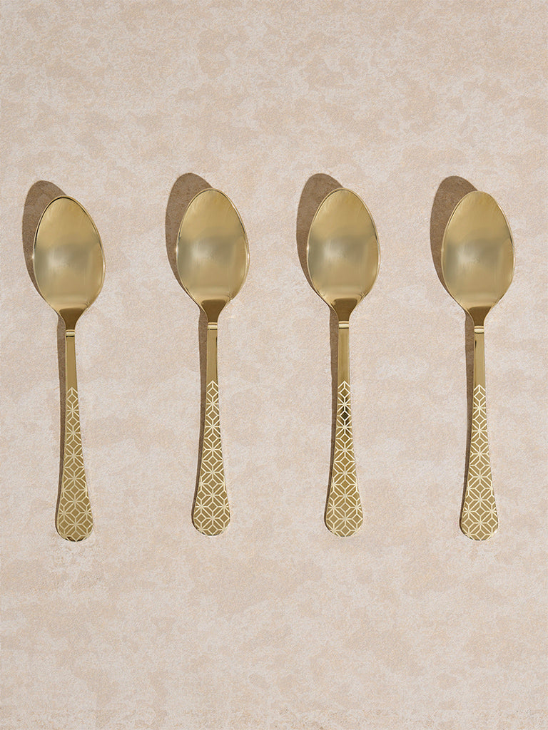 Westside Home Gold Etched Table Spoon (Set of 4)