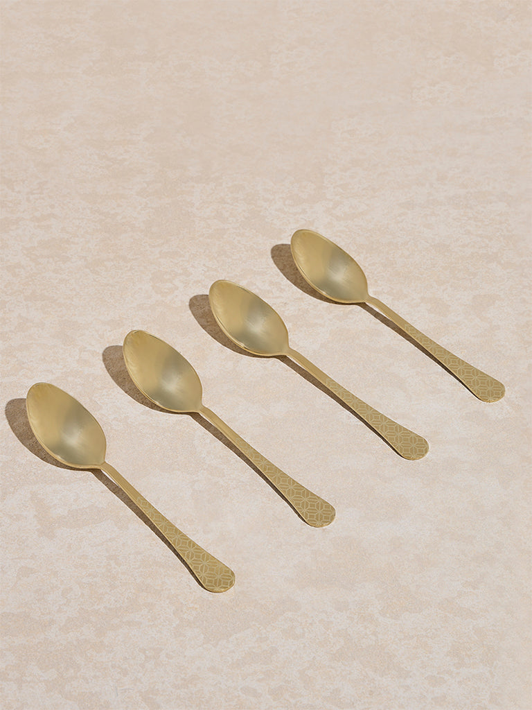 Westside Home Gold Etched Table Spoon (Set of 4)