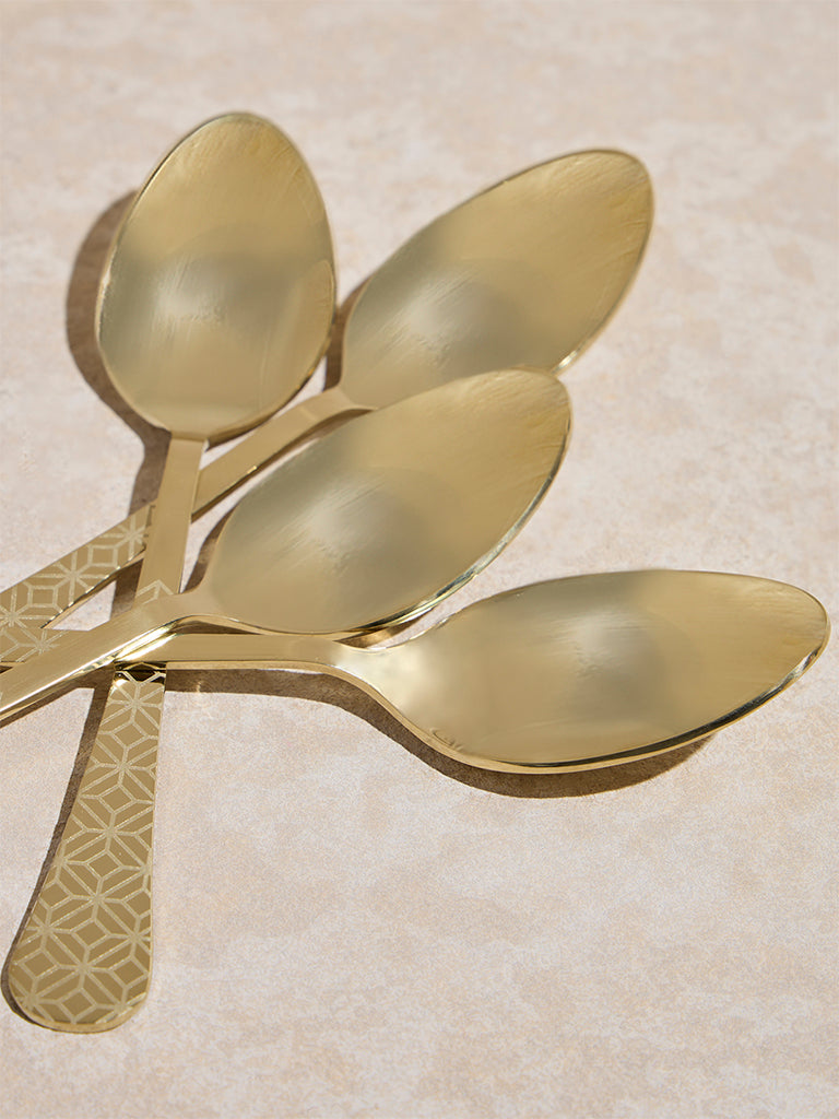 Westside Home Gold Etched Table Spoon (Set of 4)