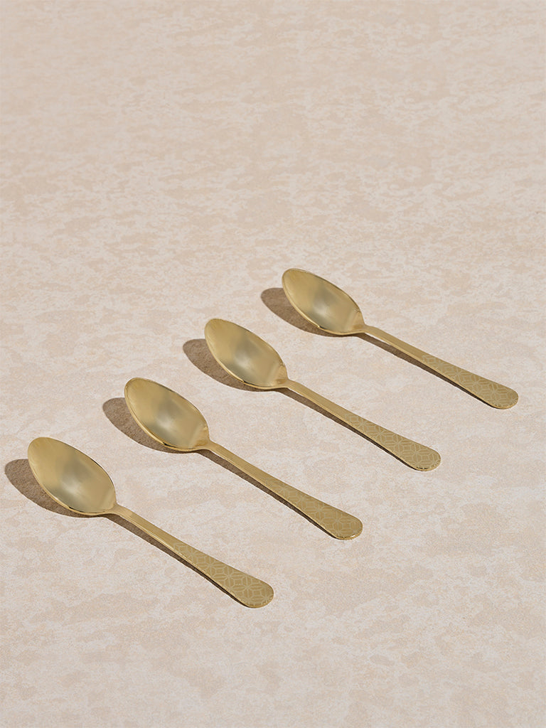 Westside Home Gold Etched Tea Spoon (Set of 4)