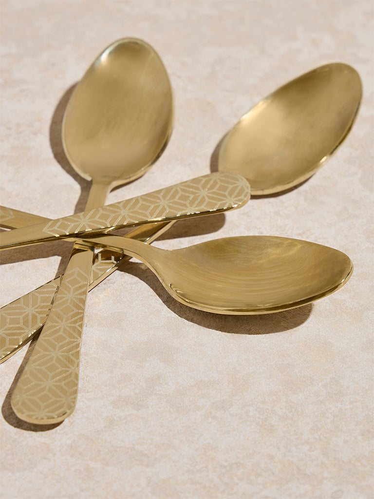 Westside Home Gold Etched Tea Spoon (Set of 4)
