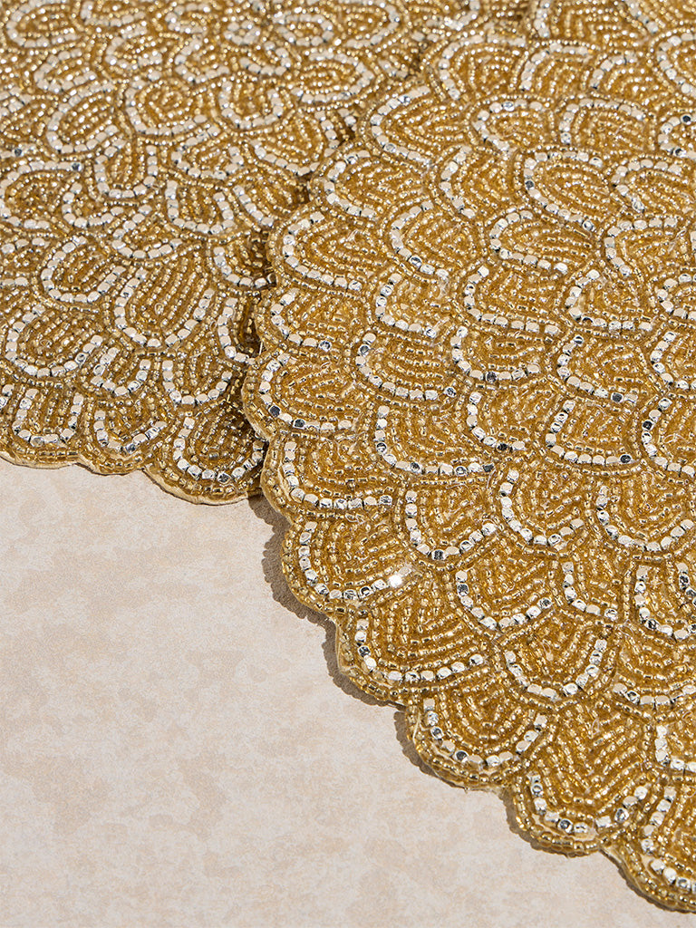 Westside Home Gold Beaded Embellished Placemat (Set of 2)