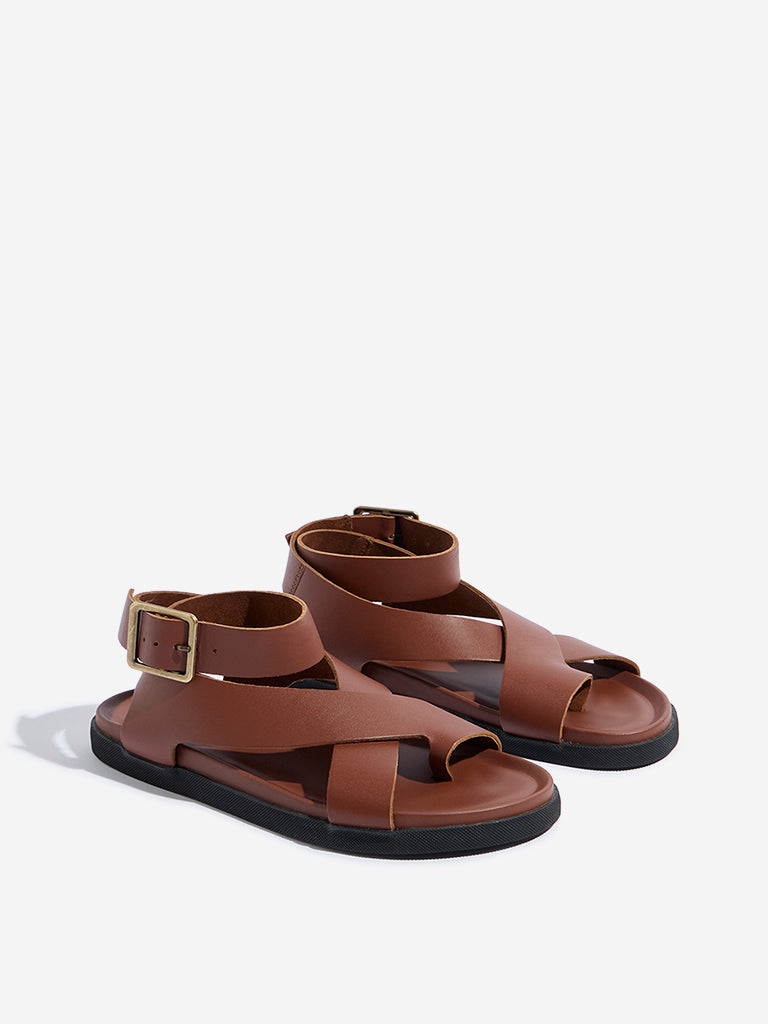 LUNA BLU Tan Toe-Ring Gladiator Sandals