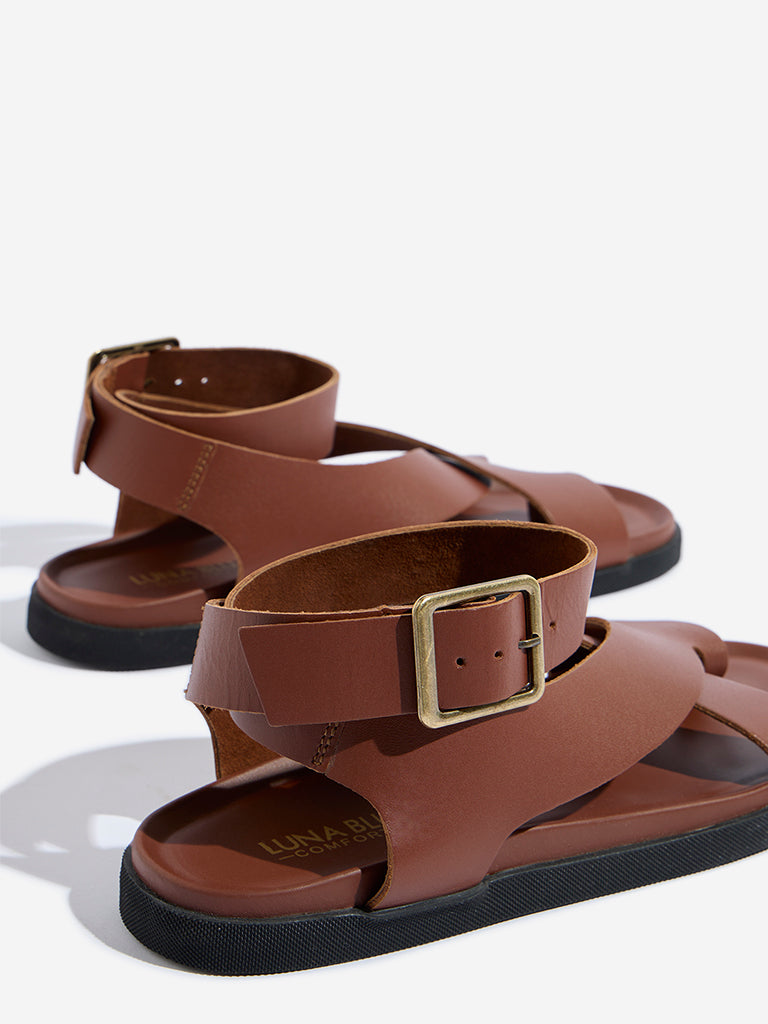 LUNA BLU Tan Toe-Ring Gladiator Sandals