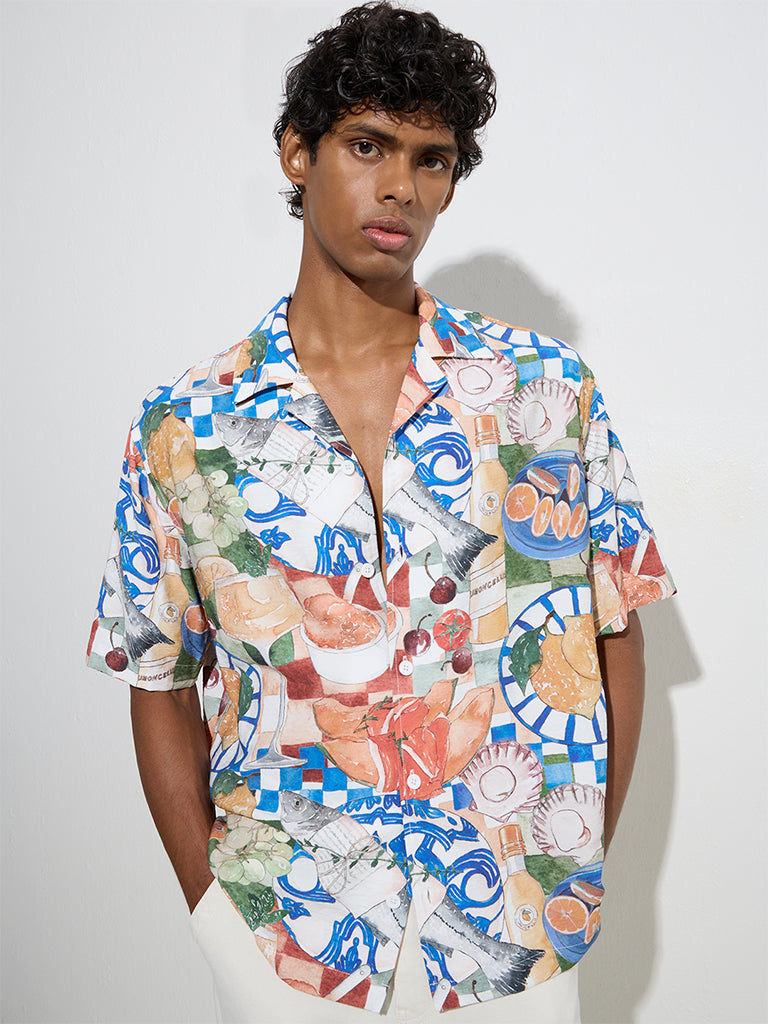 Nuon Multicolour Printed Relaxed-Fit Shirt