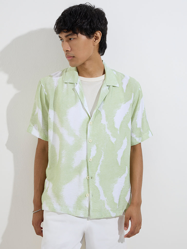 Nuon Mint Tie-Dye Printed Relaxed-Fit Shirt
