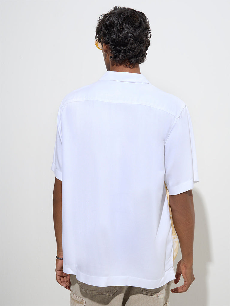 Westside Nuon Men's Yellow Abstract Printed Relaxed-Fit Shirt for Casual Wear Back View