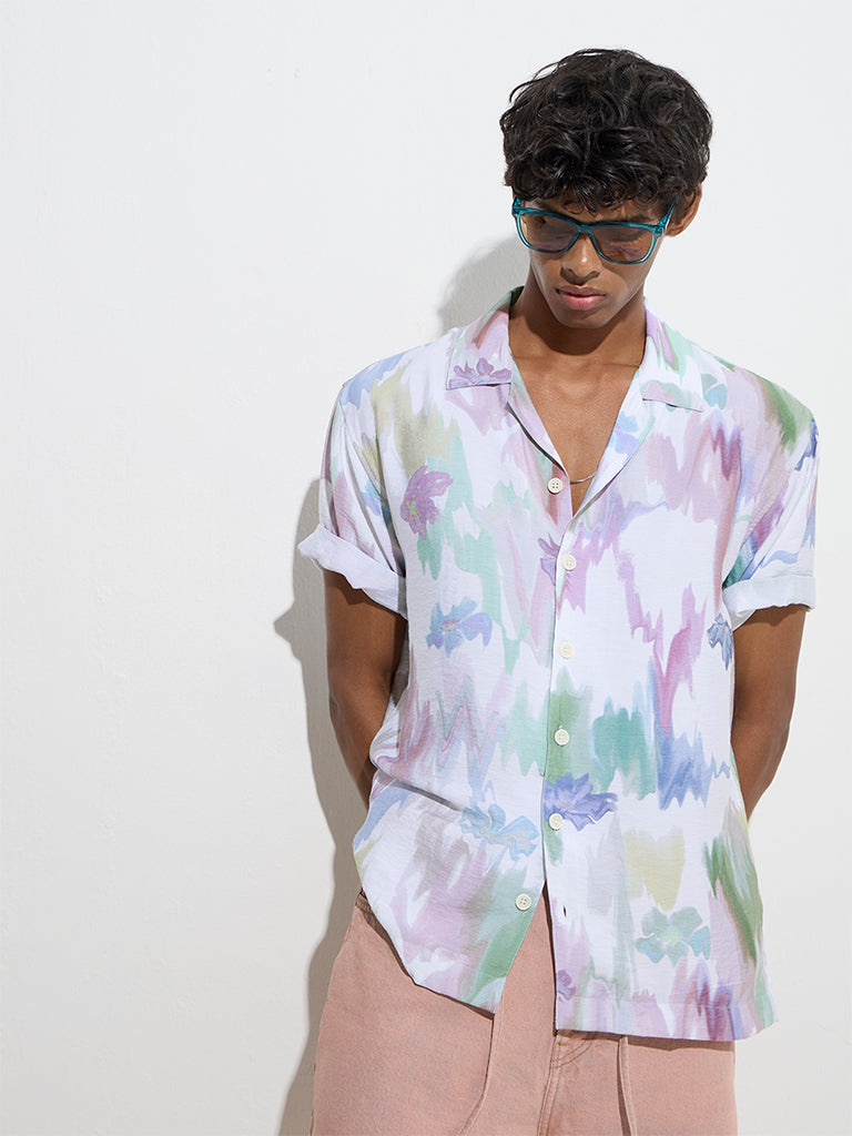 Nuon Multicolour Watercolour-Inspired Relaxed-Fit Shirt