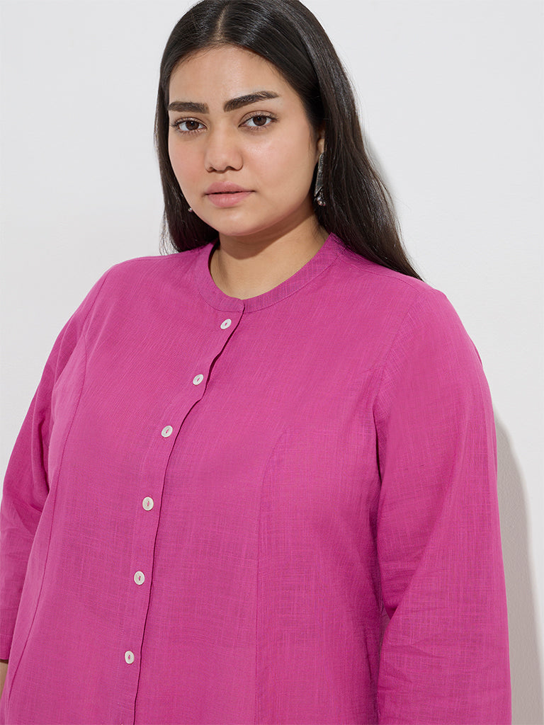 Westside Diza Women's Pink A-Line Cotton Kurta for Work Wear Zoomed View
