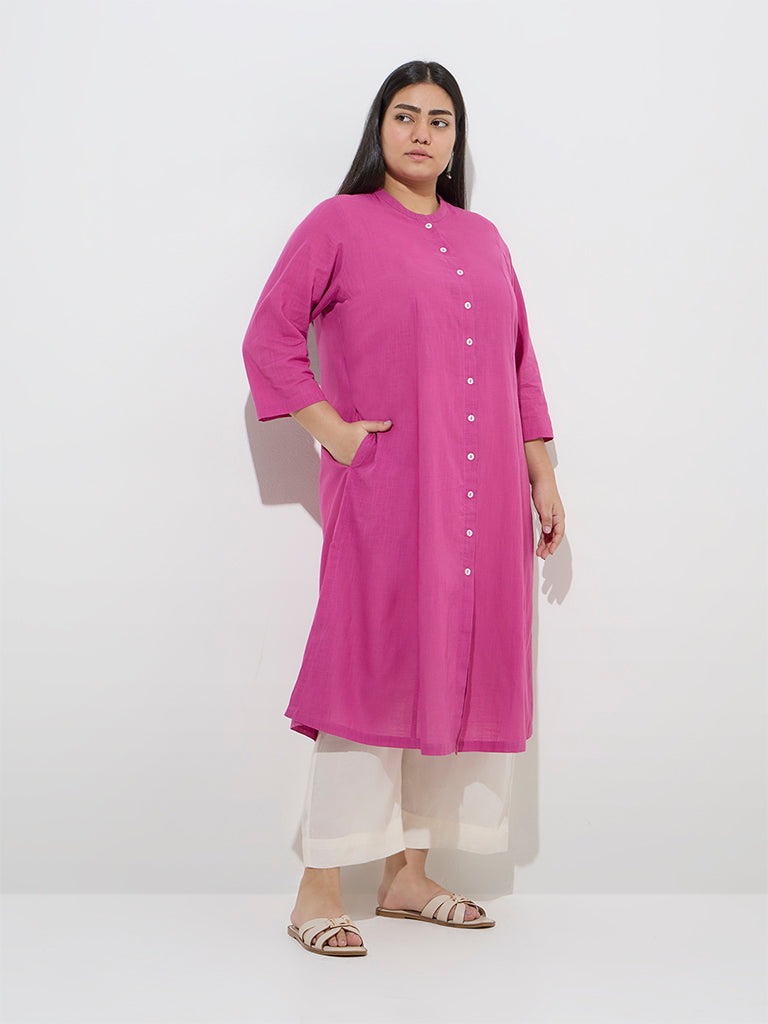 Diza Pink A-Line Cotton Kurta