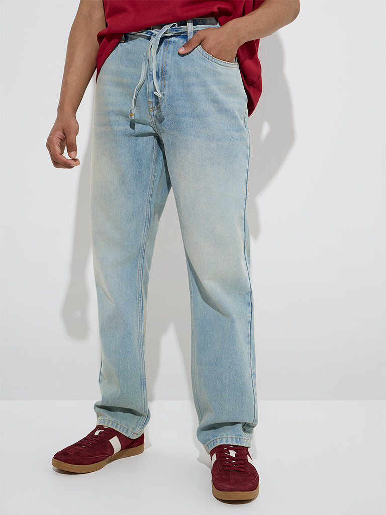 Nuon Light Blue Relaxed - Fit Mid - Rise Jeans