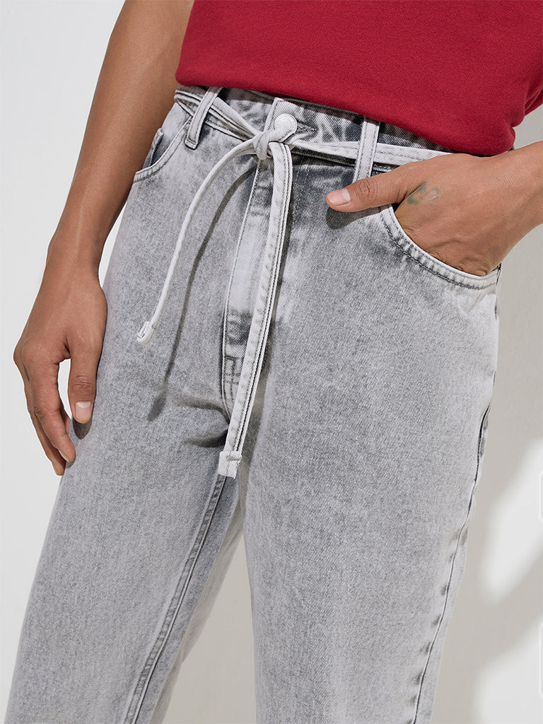 Nuon Light Grey Relaxed - Fit Mid - Rise Jeans
