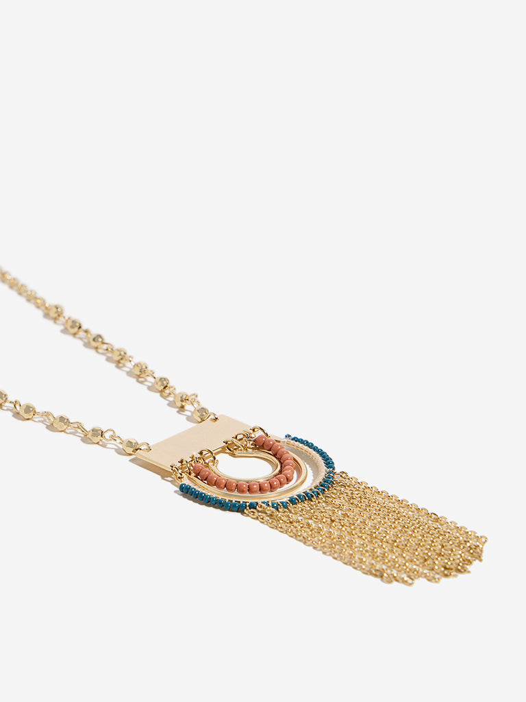Westside Accessories Gold Gemstones Long Chain Necklace