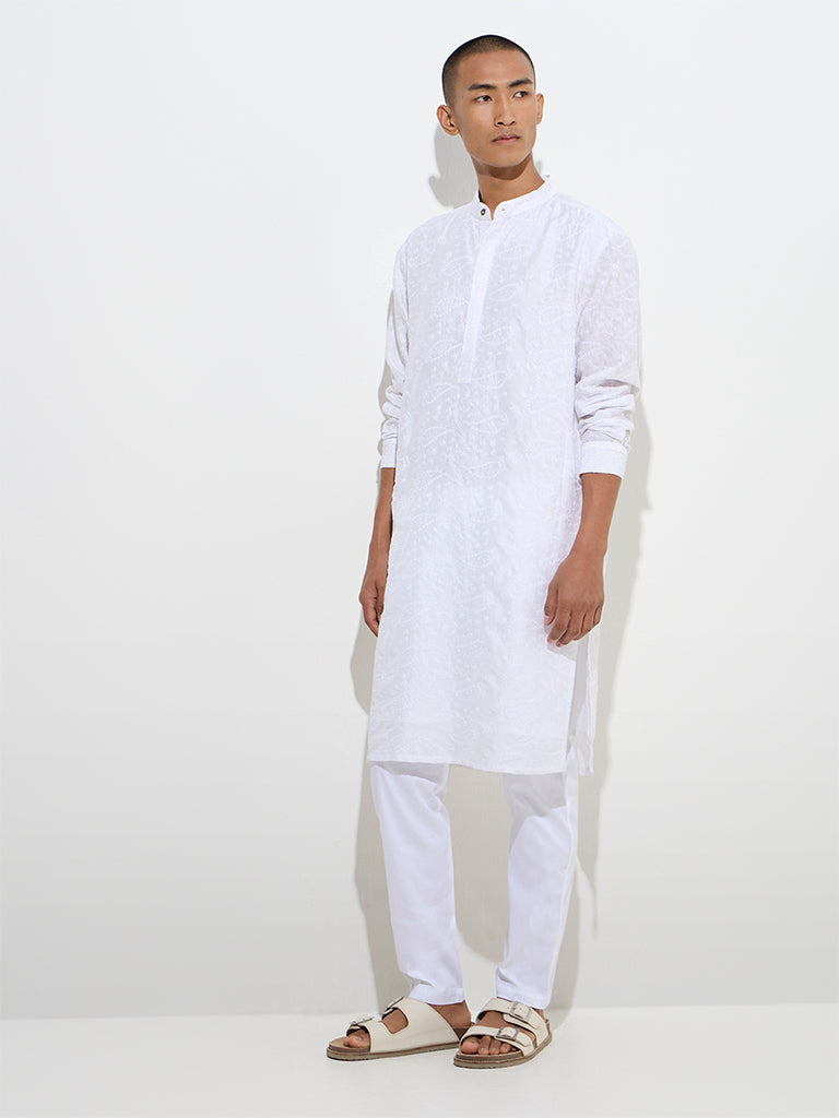Westside Kala by ETA Men's Mens Ethnicwear Off-White Relaxed-Fit Cotton Kurta for Ethnic Wear Full View
