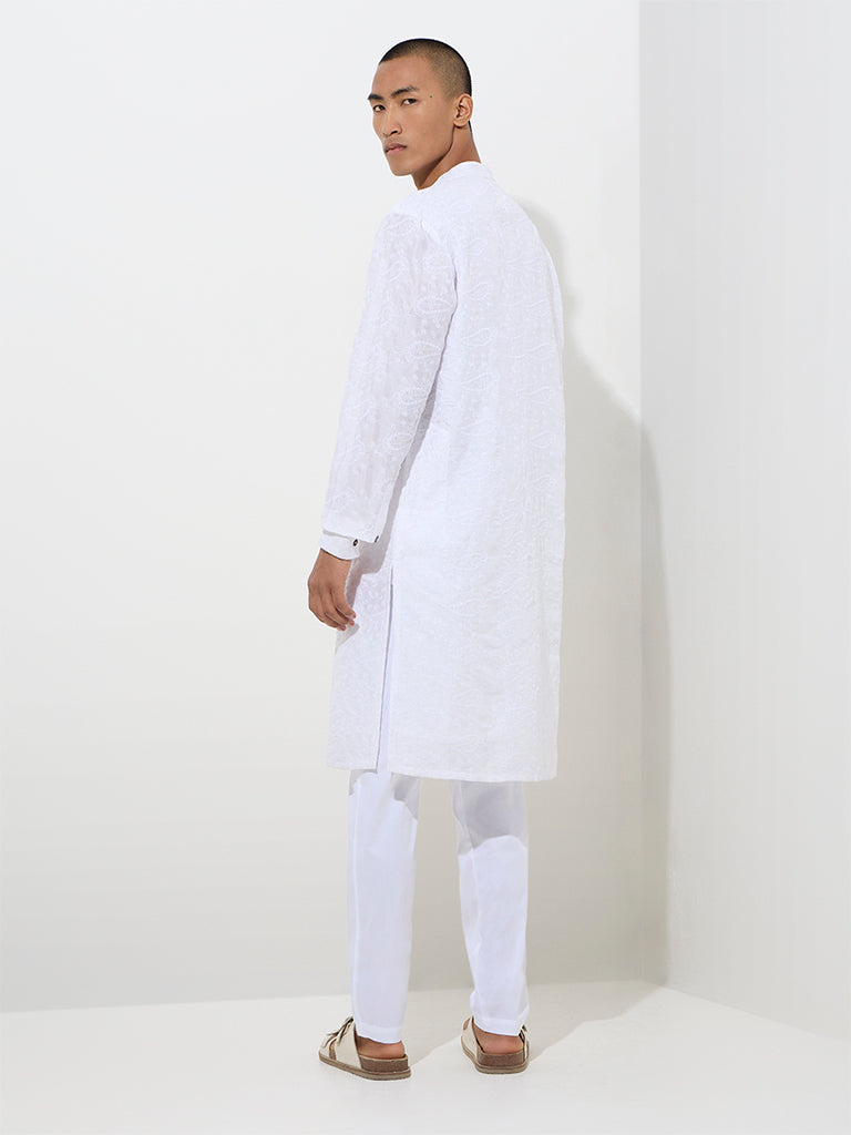 Westside Kala by ETA Men's Mens Ethnicwear Off-White Relaxed-Fit Cotton Kurta for Ethnic Wear Back View