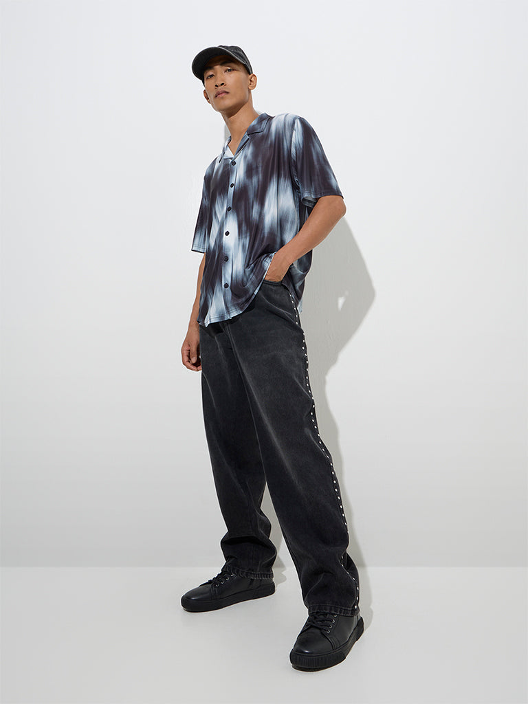 Westside Nuon Men's Black Relaxed-Fit Mid-Rise Jeans for Casual Wear Full View