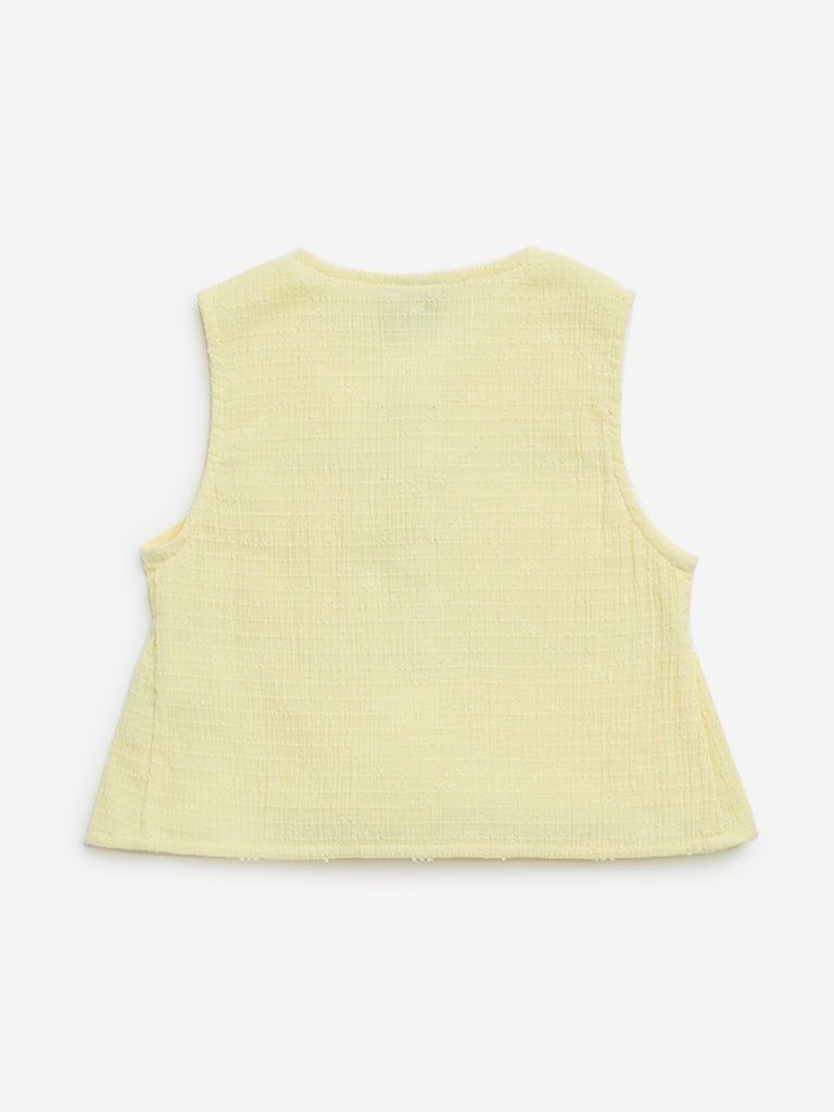 HOP Kids Yellow Bow-Detailed Cotton Top