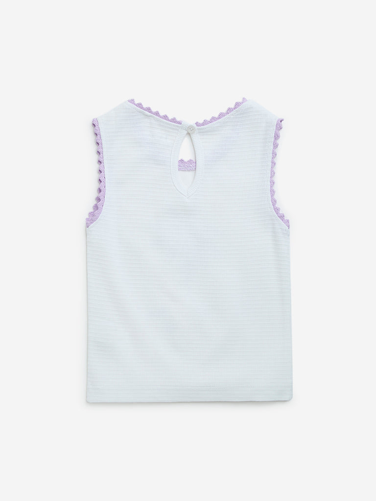 HOP Kids White Tropical Design Cotton Top