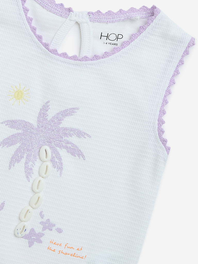 Westside HOP Kids White Tropical Design Cotton Top for Casual Wear Zoomed View