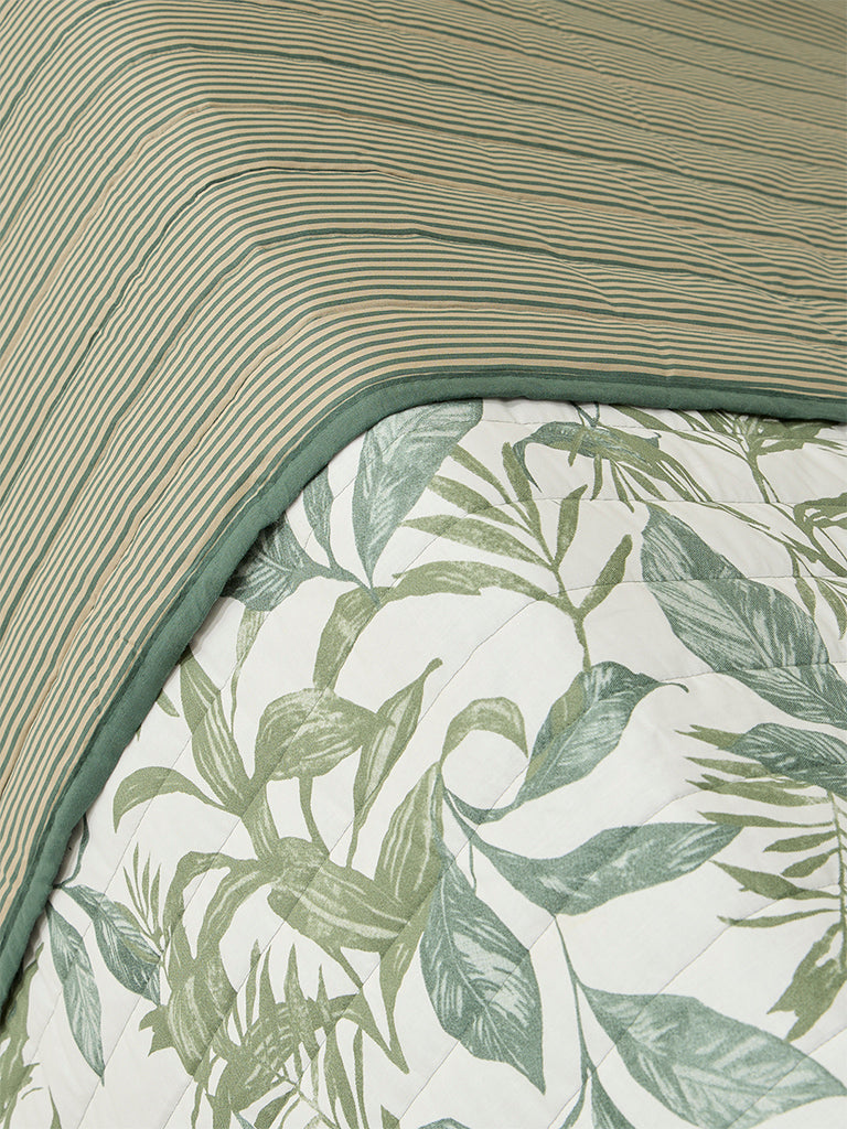 Westside Home Sage Leaf Pattern Single Bed Reversible Comforter