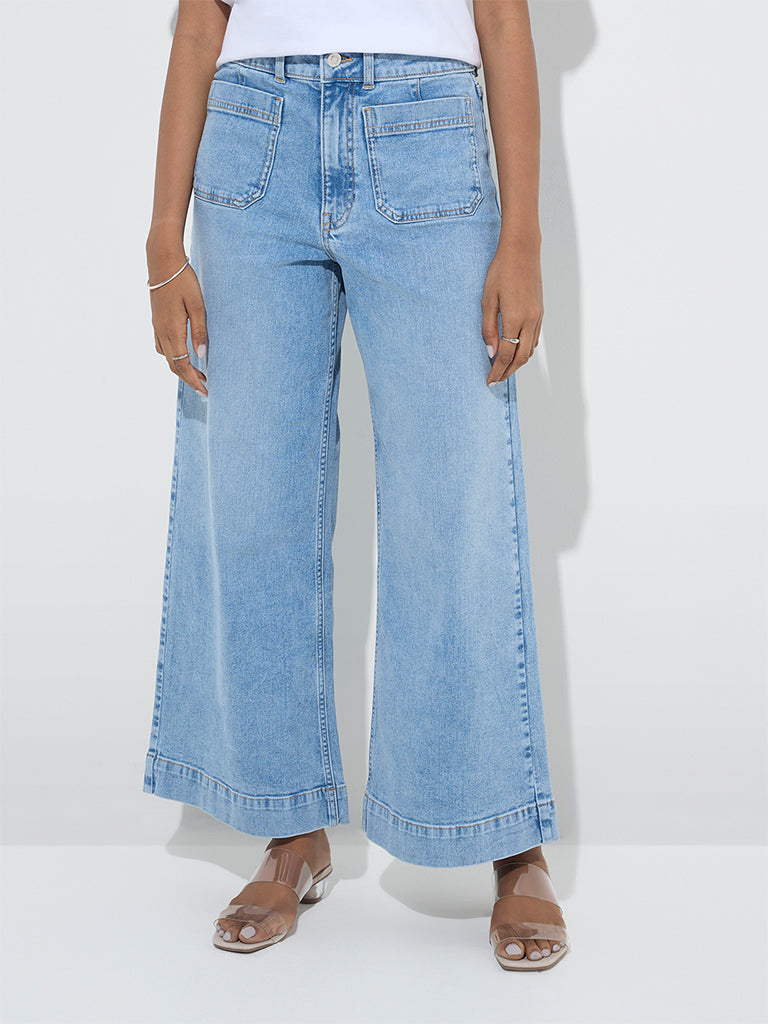 LOV Light Blue Wide-Leg High-Rise Jeans