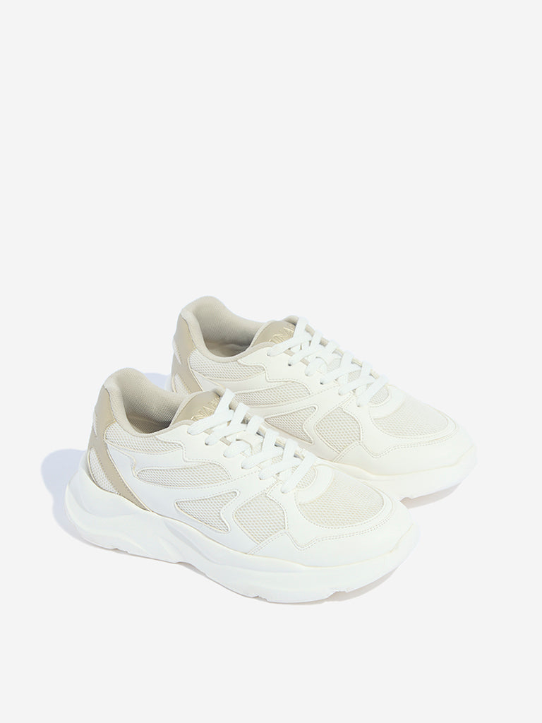 LUNA BLU White Chunky Lace-Up Sneakers