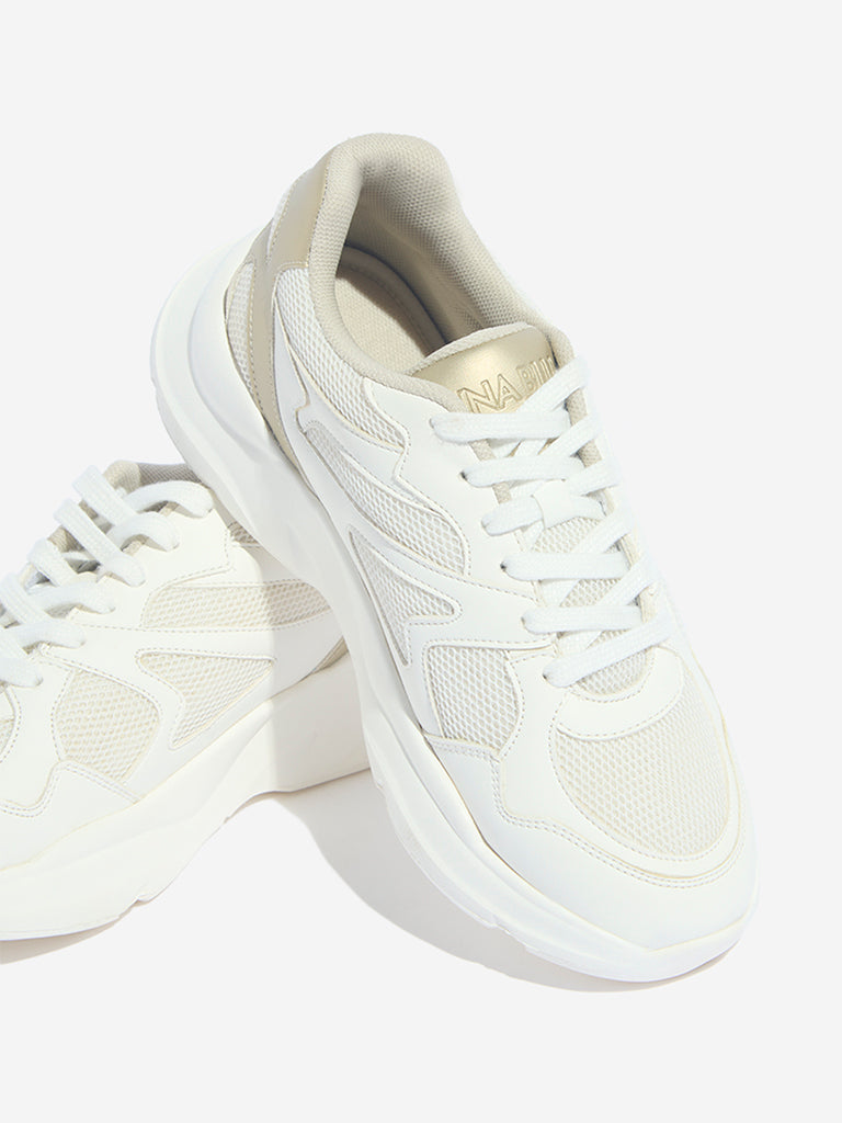 LUNA BLU White Chunky Lace-Up Sneakers