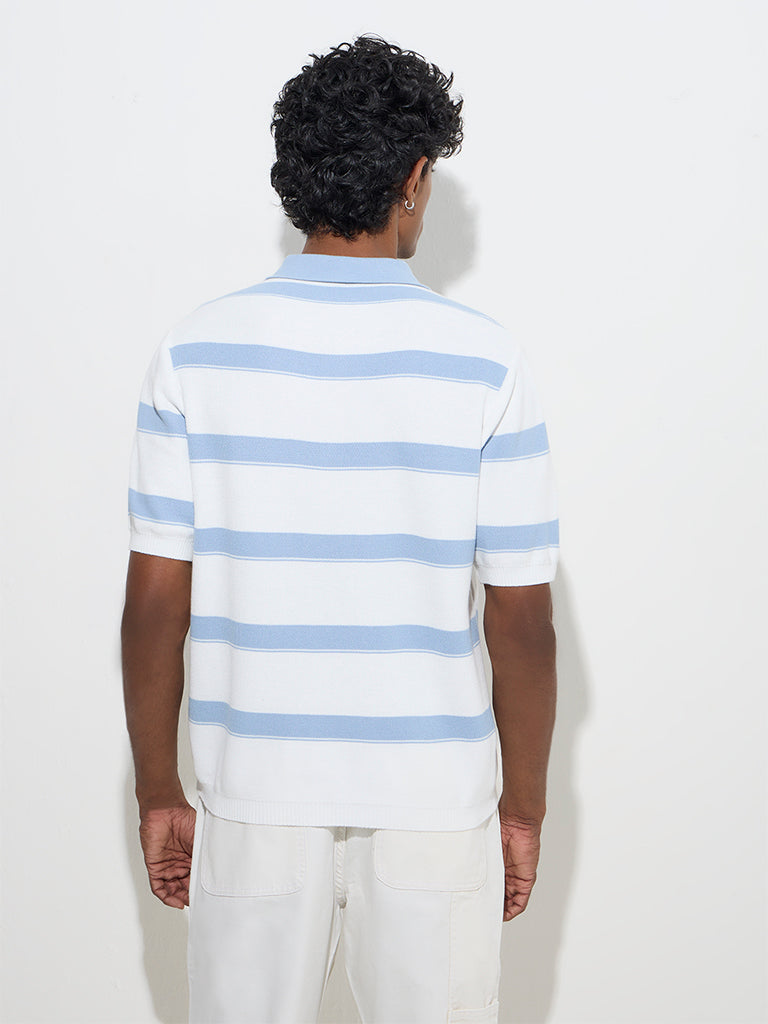 WES Casuals White Relaxed-Fit Cotton-Blend Polo T-Shirt