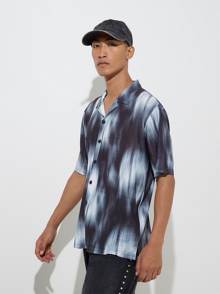 Nuon Black Abstract Pattern Relaxed-Fit Shirt