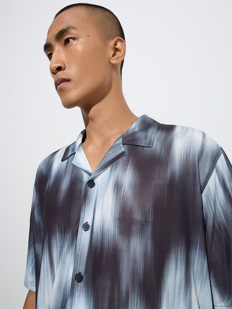 Nuon Black Abstract Pattern Relaxed-Fit Shirt