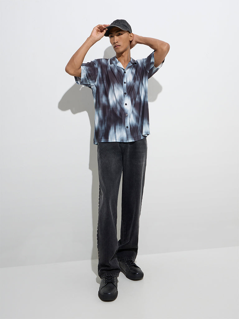 Nuon Black Abstract Pattern Relaxed-Fit Shirt